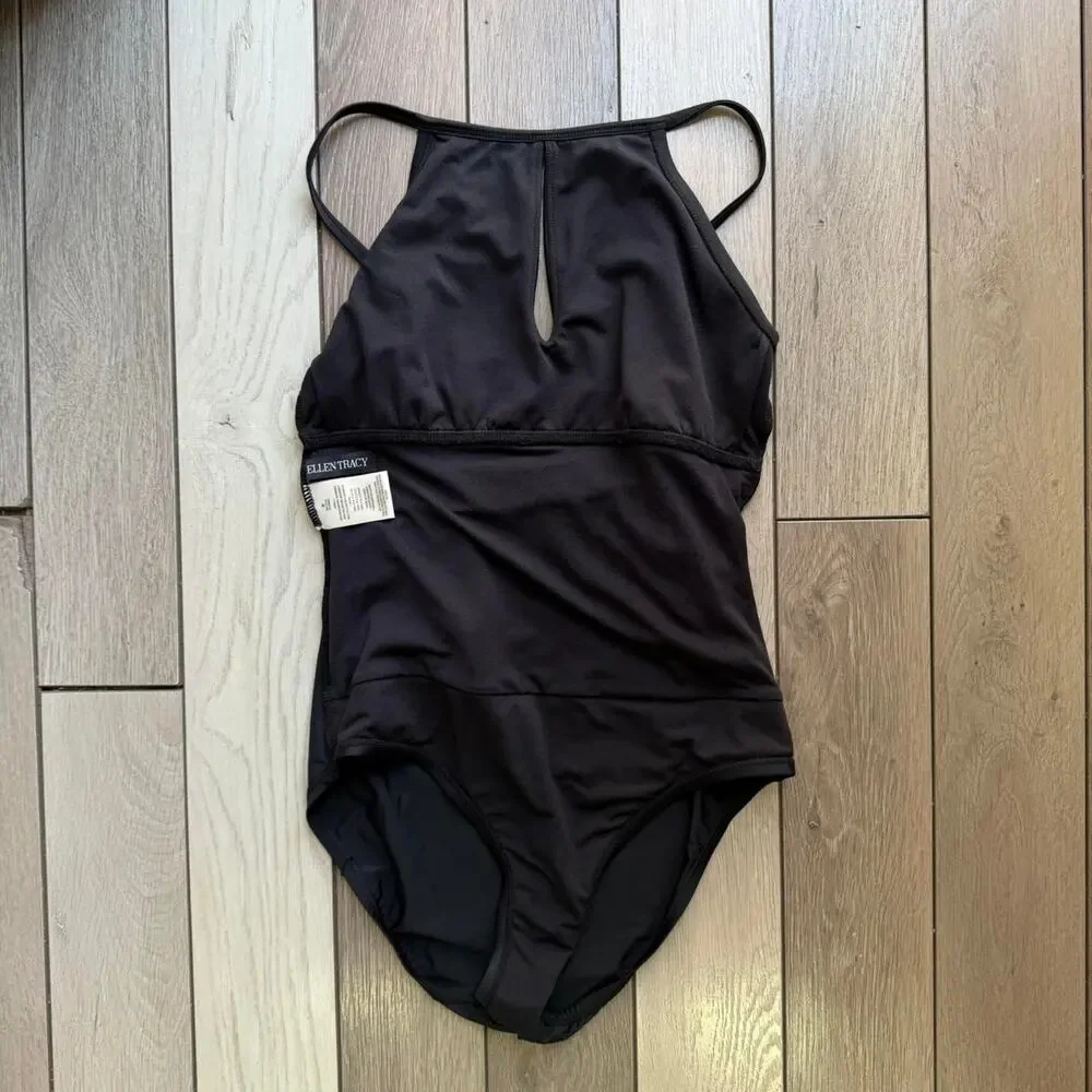 Ellen tracy ruched one piece swimsuit